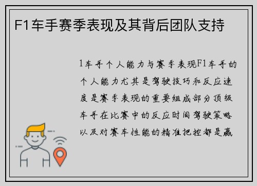 F1车手赛季表现及其背后团队支持