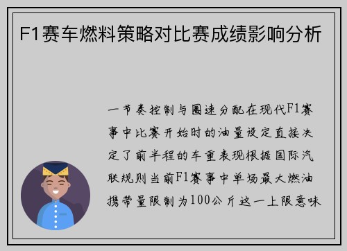 F1赛车燃料策略对比赛成绩影响分析